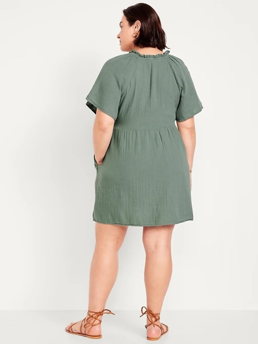 Old Navy Split-neck crinkle gauze mini Swing Dress - Picture 2 of 11